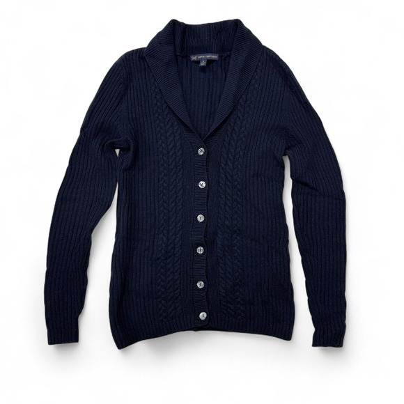 346 Brooks Brothers Sweaters - Brooks Brothers Womens Navy Blue Cable Knit Shawl Collar Cardigan Sweater Small